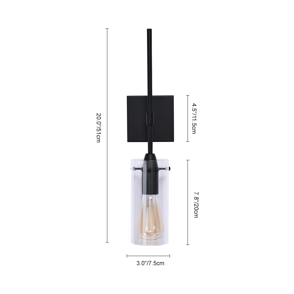 Clear Glass Cylinder Shade Single Light Modern Wall Sconce Wall Light Bathroom Vanity Light for Living Room Hallway Bedroom