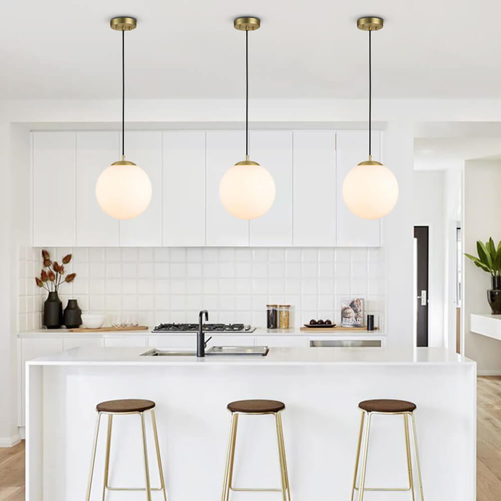 Mid-Century Modern 1-Light Clear/ Opal Glass Globe Bathroom Pendant Lighting Fixture Over Bathtub