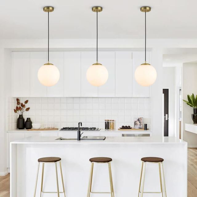 Modern Minimalist 1-Light Clear/ Opal Glass Globe Pendant Lighting for Kitchen Island Dining Room