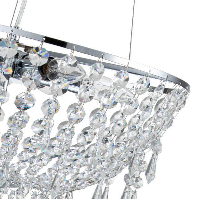 Modern Luxury Crystal Pendant Lighting Bowl Shape Chandelier in Chrome Finish for Living Room/Dining Room/ Bedroom