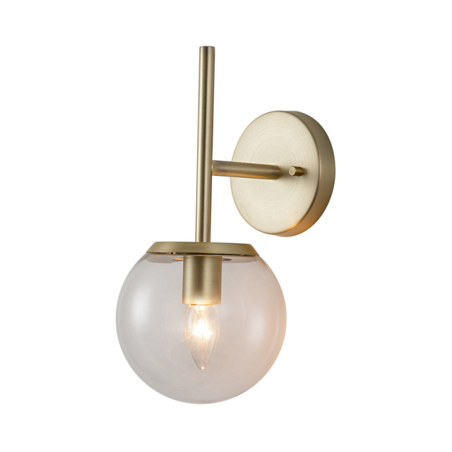 Minimalist 1-Light Modern Wall Lamp Brass Clear/ Opal Glass Globe Wall Sconces Wall Lights for Front Door/ Entryway/Living Room