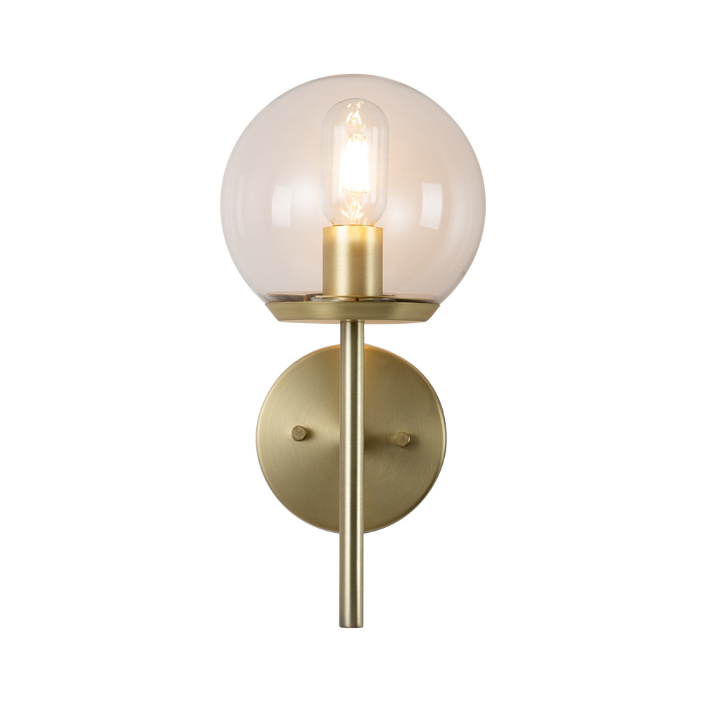 Minimalist 1-Light Modern Wall Lamp Brass Clear/ Opal Glass Globe Wall Sconces Wall Lights for Front Door/ Entryway/ Living Room