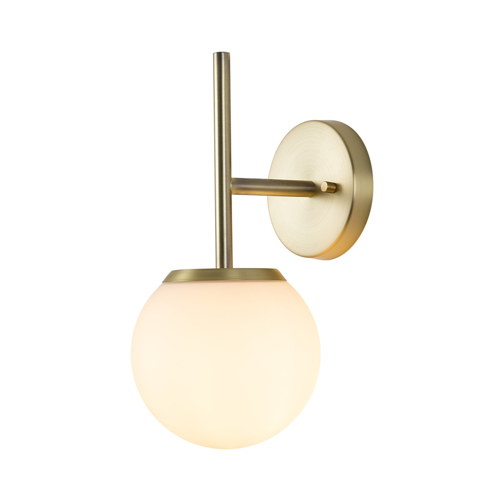 Minimalist 1-Light Modern Wall Lamp Brass Clear/ Opal Glass Globe Wall Sconces Wall Lights for Front Door/ Entryway/ Living Room