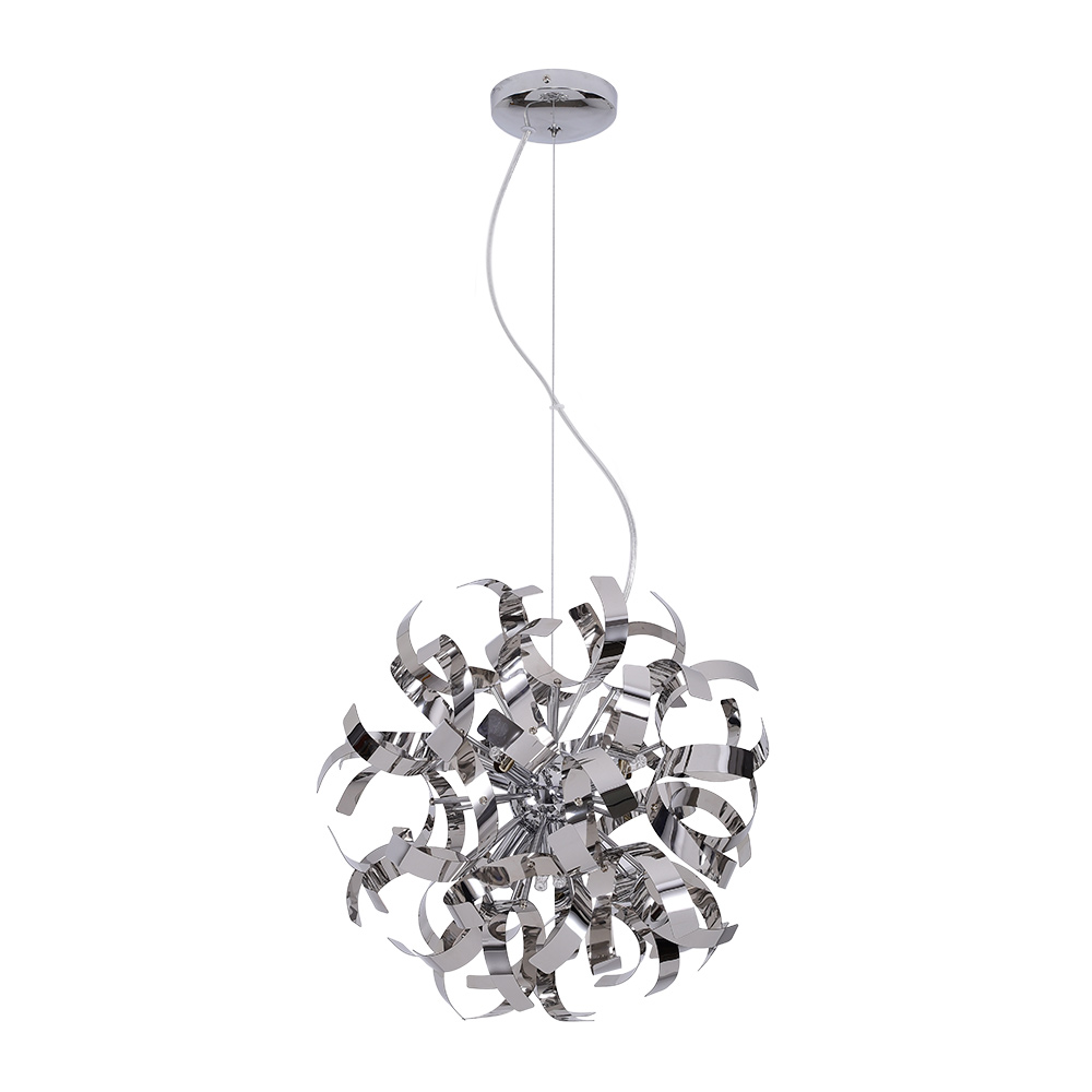 8/12-Light Modern Stainless Steel Spiral Arms Sputnik Chandelier Firework Pendant Lighting for Living Room/Dining Room/ Lobby/ Restaurant