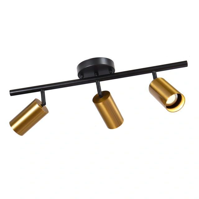 Modern 3-Light Track Light Flush Mount Ceiling Light Fitting in Black+Gold for Kitchen Island /Dining Room /Hallway