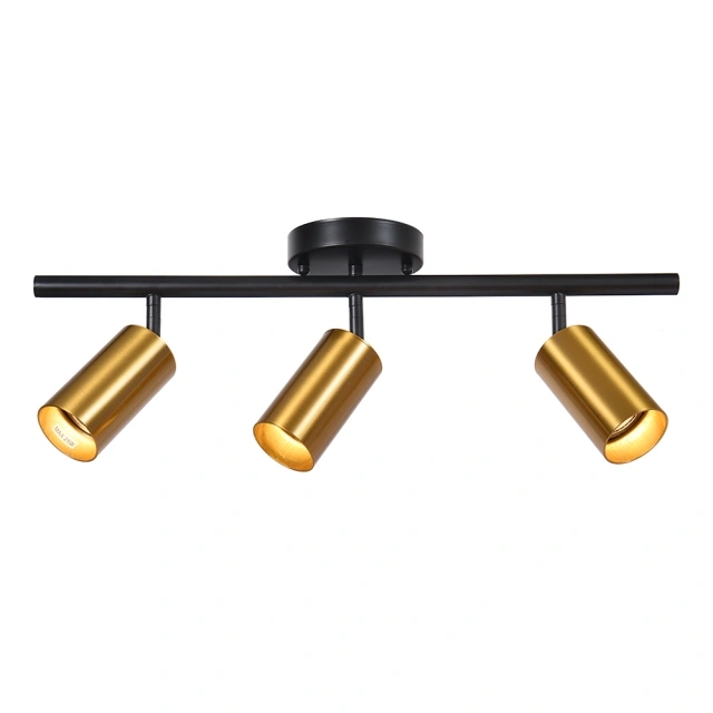 Modern 3-Light Track Light Flush Mount Ceiling Light Fitting in Black+Gold for Kitchen Island /Dining Room /Hallway