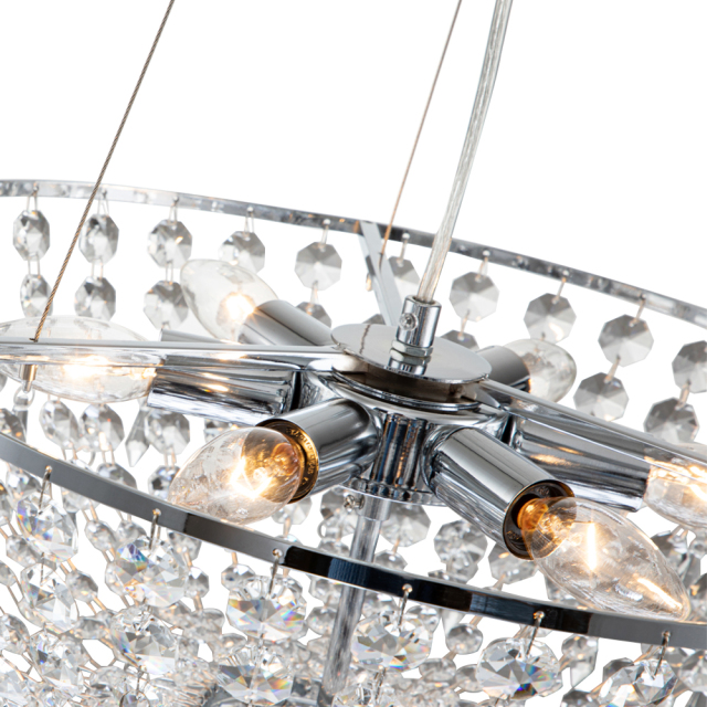 Modern Luxury Crystal Pendant Lighting Bowl Shape Chandelier in Chrome Finish for Living Room/Dining Room/ Bedroom