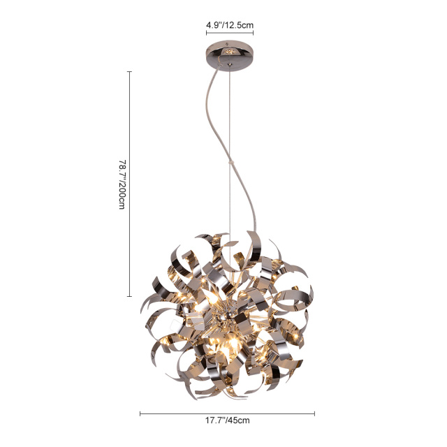 Modern Crystal Sunburst Chandelier 8/9-Light Sputnik Firework Chandelier Pendant Lighting for Restaurant/ Living Room/ Bedroom