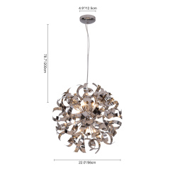 Modern Crystal Sunburst Chandelier 8/9-Light Sputnik Firework Chandelier Pendant Lighting for Restaurant/ Living Room/ Bedroom