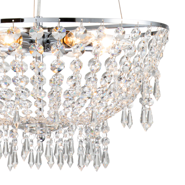 Modern Luxury Crystal Pendant Lighting Bowl Shape Chandelier in Chrome Finish for Living Room/Dining Room/ Bedroom