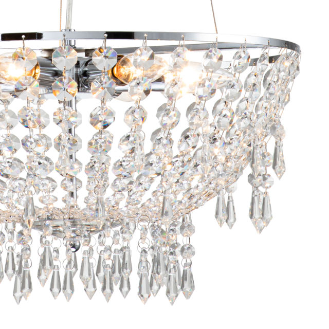 Modern Luxury Crystal Pendant Lighting Bowl Shape Chandelier in Chrome Finish for Living Room/Dining Room/ Bedroom