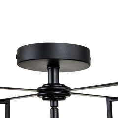 Modern Farmhouse Metal Round Semi Flush Mount Black Open Cage Ceiling Light Fixture in Candle Style for Hallyway/ Gallery/ Restaurent