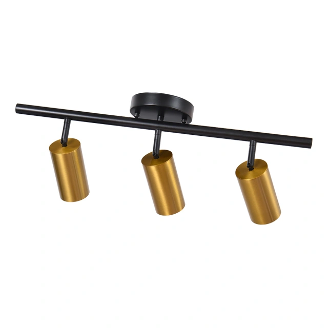 Modern 3-Light Track Light Flush Mount Ceiling Light Fitting in Black+Gold for Kitchen Island /Dining Room /Hallway