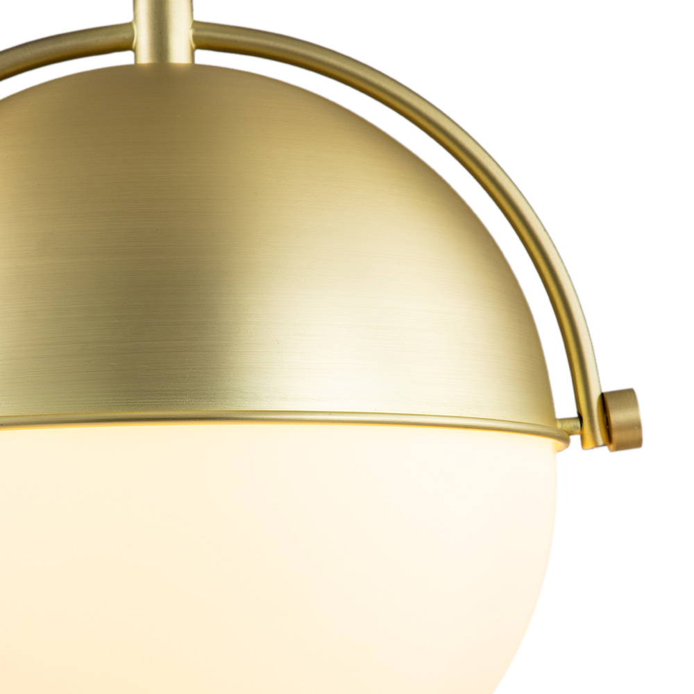 Modern Brass 1-light Half Dome Metal Shade Half Opal Glass Globe 