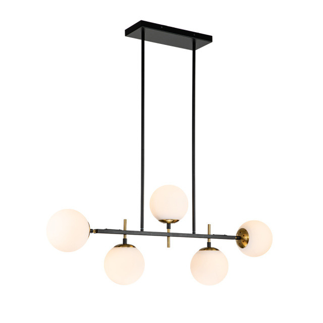 Modern Contemporary 3 Light Linear Pendant Lighting with Seeded Glass Globes for Kitchen Island Dining Room