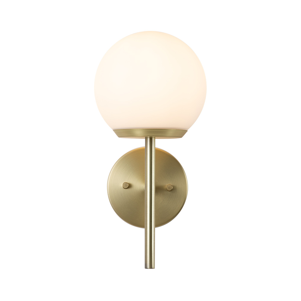 Minimalist 1-Light Modern Wall Lamp Brass Clear/ Opal Glass Globe Wall Sconces Wall Lights for Front Door/ Entryway/ Living Room