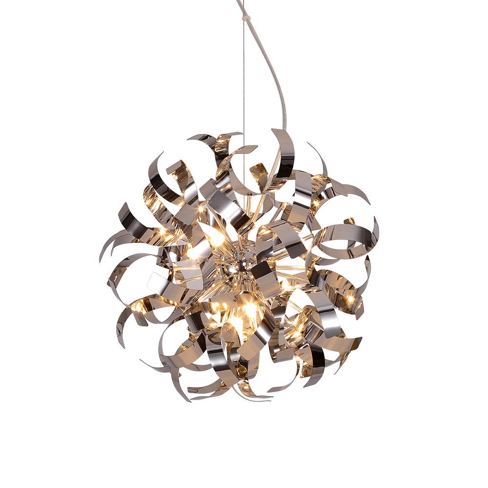 8/12-Light Modern Stainless Steel Spiral Arms Sputnik Chandelier Firework Pendant Lighting for Living Room/Dining Room/ Lobby/ Restaurant