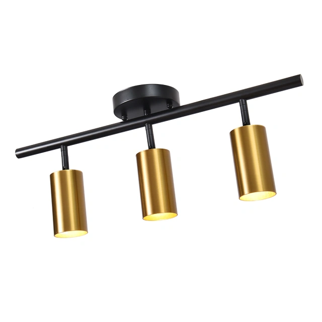 Modern 3-Light Track Light Flush Mount Ceiling Light Fitting in Black+Gold for Kitchen Island /Dining Room /Hallway