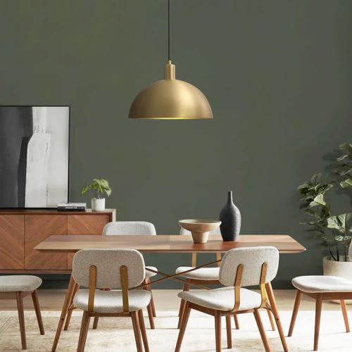 Mid-Century Modern Brass Dome Hanging Decorative Pendant Ceiling Light for Kitchen Island and Dining Room