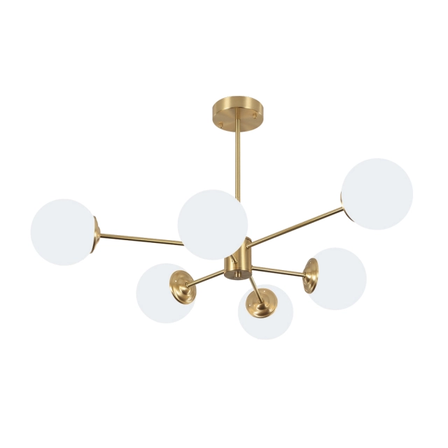 Mid-Century Modern 6/8 Lights Brass Sputnik Chandelier with Glass Spheres for Dining Room Living Room Bedroom