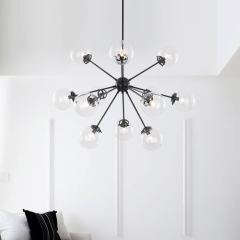 Modern Mid-Century 12- Lights Sputnik Glass Sphere Chandelier for Living Room Bedroom