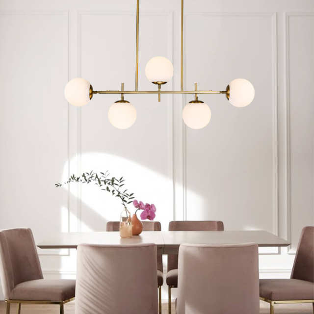 Modern Contemporary 3 Light Linear Pendant Lighting with Seeded Glass Globes for Kitchen Island Dining Room