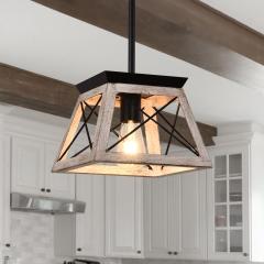 Modern Farmhouse Single light Lantern Geometric Chandelier for Entryway Dining Room Living Room