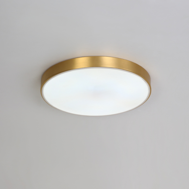 Contemporary Brass Round Shade LED Flush Mount Ceiling Lights for Living Room Bedroom Study Room