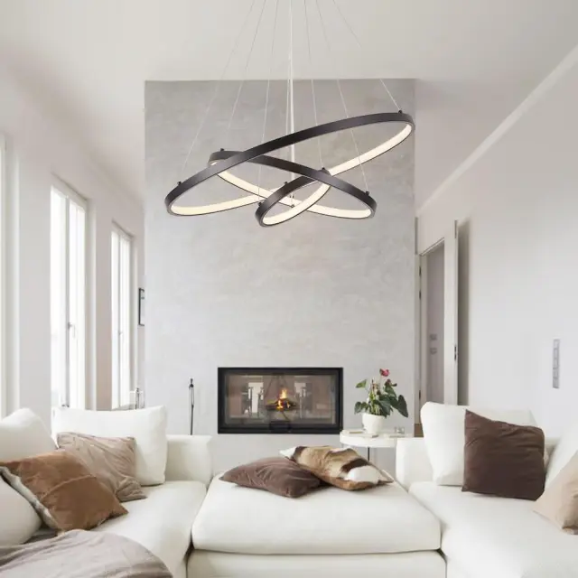Modern Dimmable LED Lighting 3-Tier Ring Circular Shape Chandelier for Living Room Dining Room Bedroom