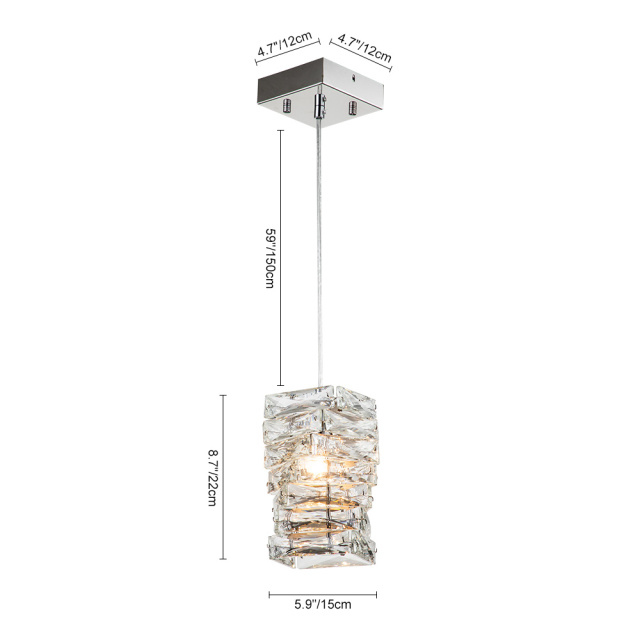 Modern Elegant Crystal Mini Pendant Lighting in Chrome finish for Restaurant/ Bedroom/ Dining Room/ Bar