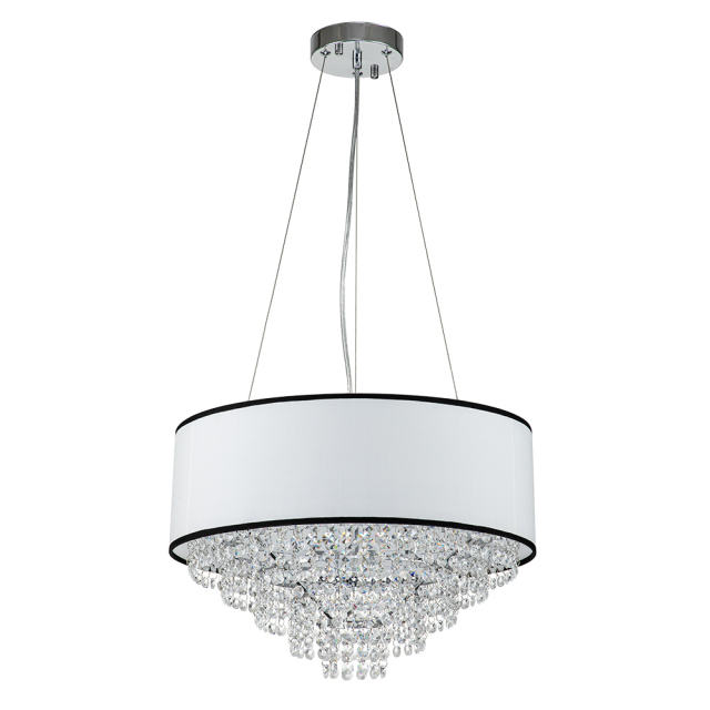 Glam Modern Crystal Fabric Chandelier Luxury Pendant Lighting in Chrome Finish for Living Room/Dining Room/ Bedroom