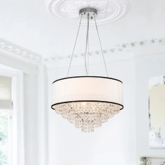 Glam Modern Crystal Fabric Chandelier Luxury Pendant Lighting in Chrome Finish for Living Room/Dining Room/ Bedroom