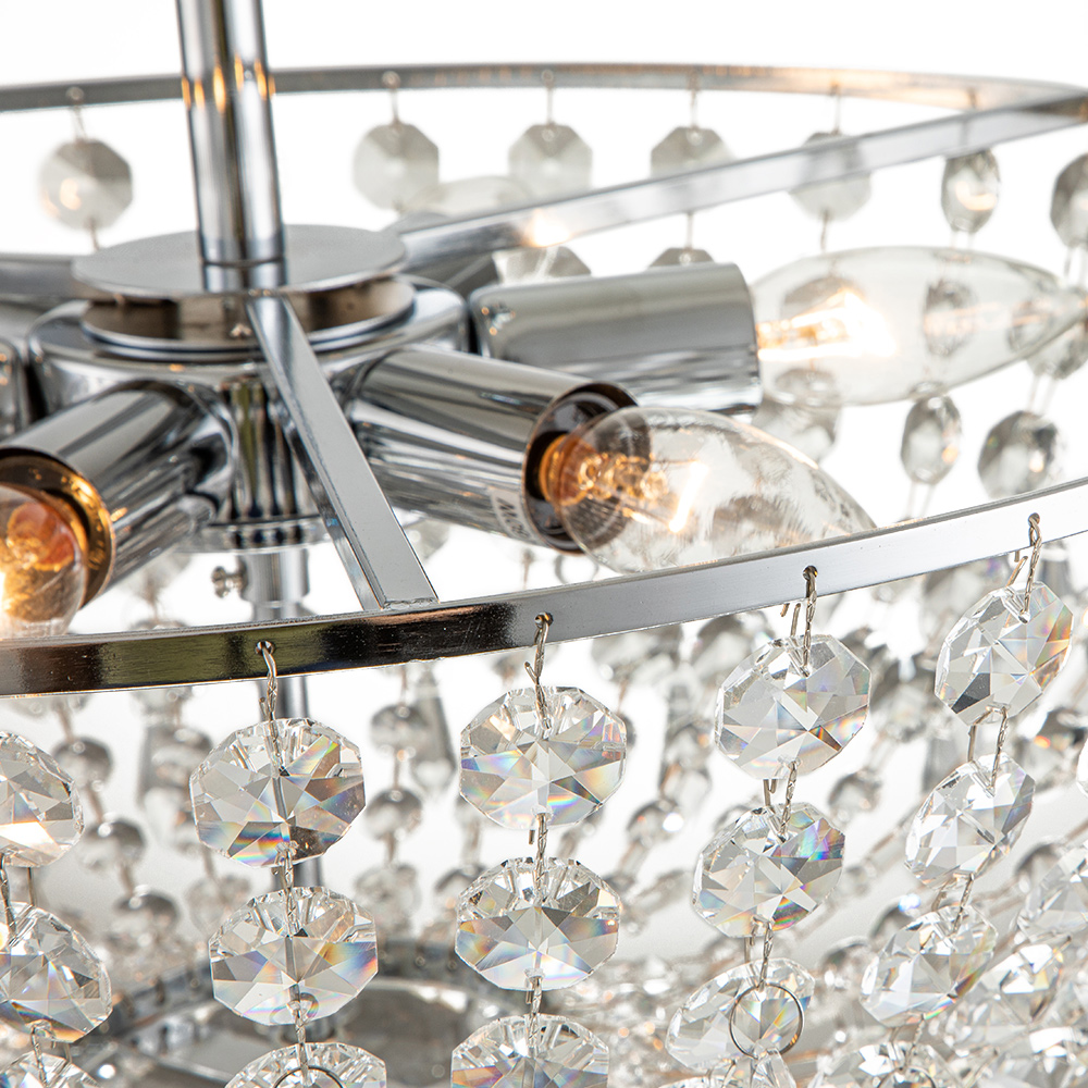 Glam Modern Crystal Flush Mount Ceiling Light Bowl Shape in Chrome Finish for Living Room/Dining Room/ Bedroom