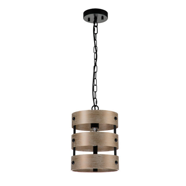 Modern Farmhouse Tiered Faux Wood Drum Pendant Lighting for Kitchen Island /Dining Room /Hallway