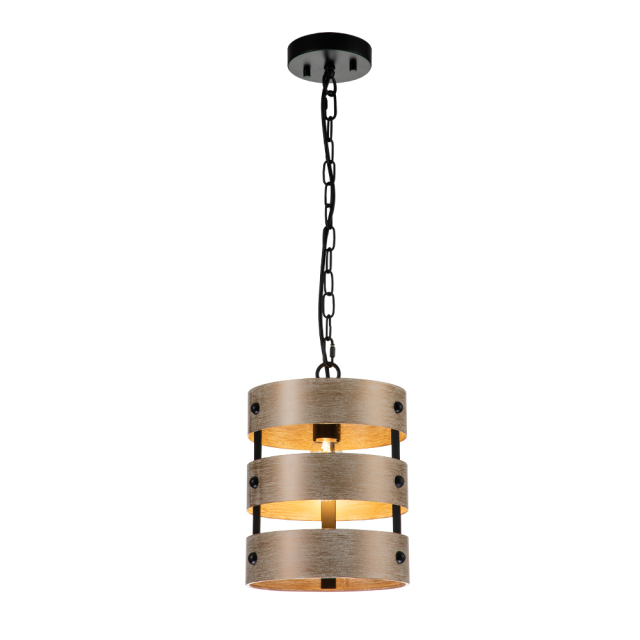 Modern Farmhouse Tiered Faux Wood Drum Pendant Lighting for Kitchen Island /Dining Room /Hallway