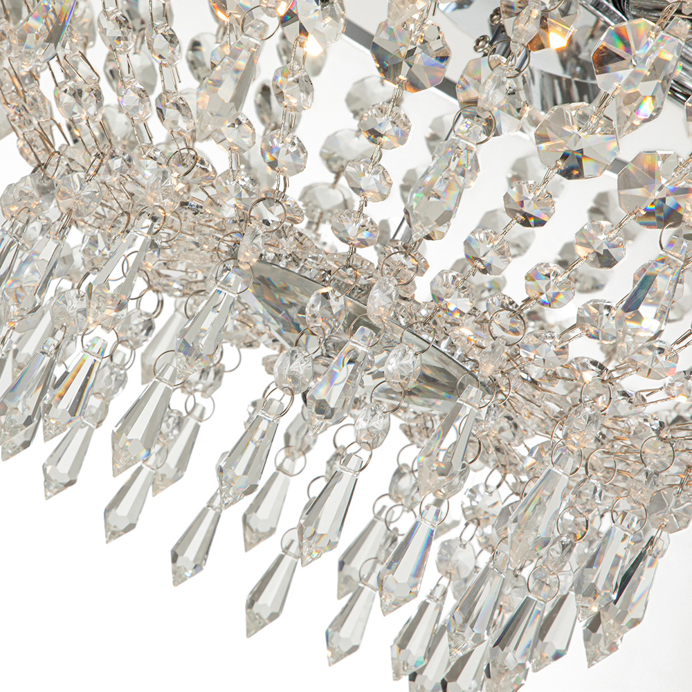 Glam Modern Crystal Flush Mount Ceiling Light Bowl Shape in Chrome Finish for Living Room/Dining Room/ Bedroom