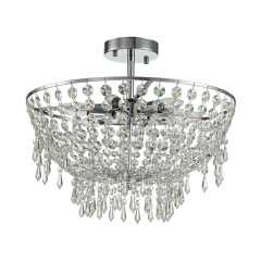 Modern Luxury Crystal Flush Mount Ceiling Light Bowl Shape in Chrome Finish for Living Room/Dining Room/ Bedroom