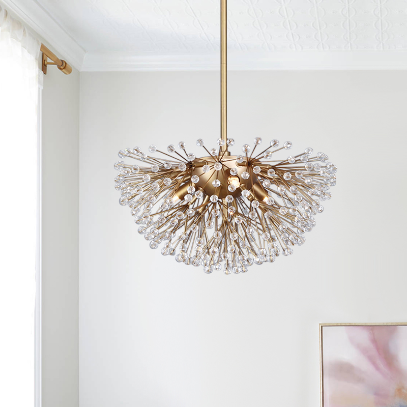 3-Light Modern Brass Sputnik Beads Chandelier Firework Hanging Light ...