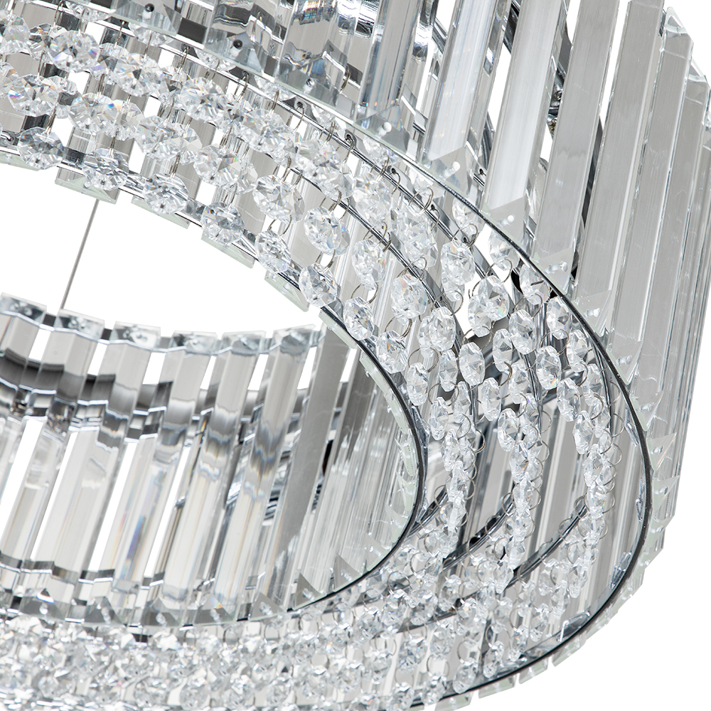 6-Light Contemporary Glam Round Crystal Strips Chandelier in Polished Chrome Finish for /Dining Room/ Bedroom/ Foyer
