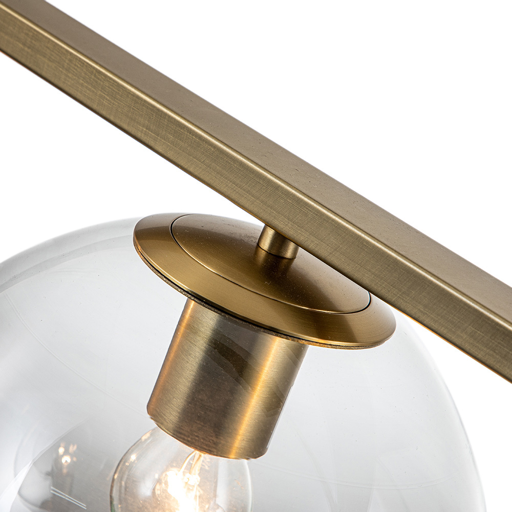 Modern Contemporary 5 Light Linear Chandelier Pendant Lighting with Clear Glass Globes for Kitchen Island Dining Room