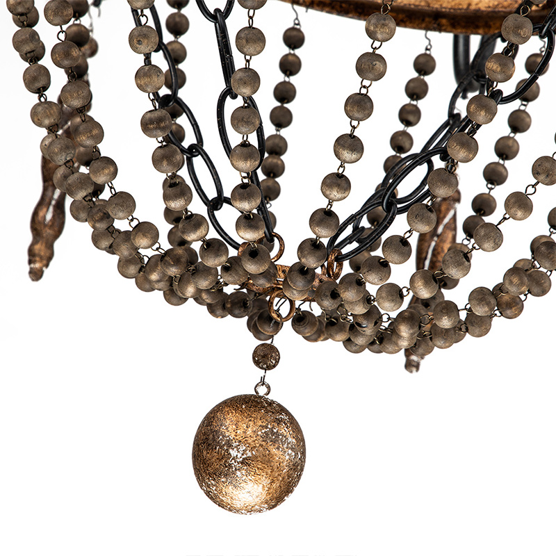 8-Light Vintage French Style Empire Beads Chandelier in Rusty Finish for Living Room/Dining Room/ Bedroom/ Kitchen
