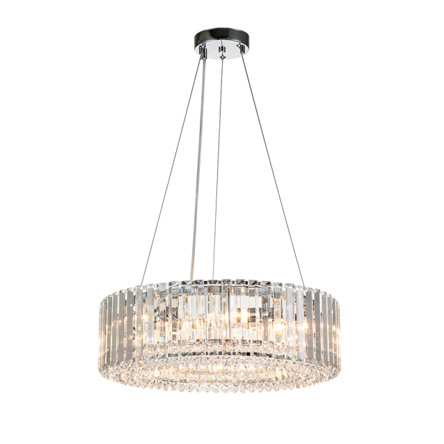 6-Light Modern Glam Sparkle Crystal Strips Chandelier in Polished Chrome Finish for Living Room/Dining Room/ Bedroom/ Restaurant