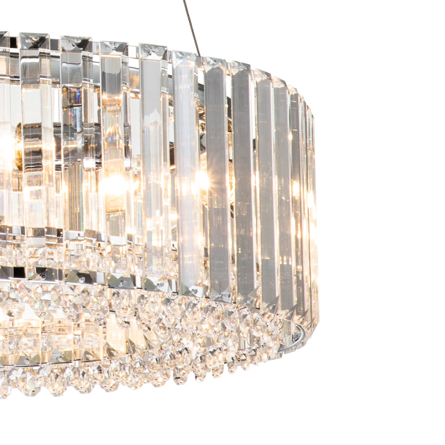 6-Light Modern Glam Sparkle Crystal Strips Chandelier in Polished Chrome Finish for Living Room/Dining Room/ Bedroom/ Restaurant