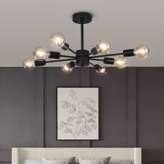 8-Light Modern Linear Semi Flush Mount Sputnik Light for Living Room Bedroom