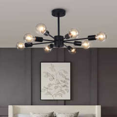 8-Light Modern Linear Semi Flush Mount Sputnik Light for Living Room Bedroom