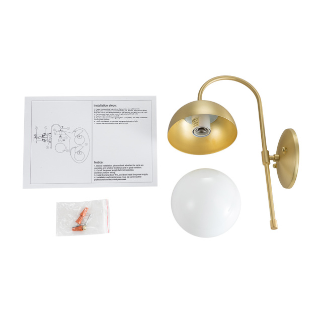 Modern Opal Globes Wall Sconces Wall Lamp in Black /Brass Finish for Living /Dining Room /Hallway