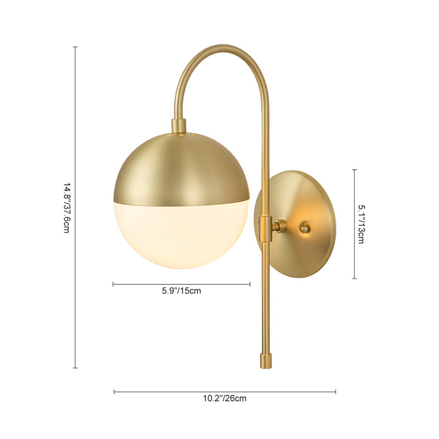 Modern Opal Globes Wall Sconces Wall Lamp in Black /Brass Finish for Living /Dining Room /Hallway