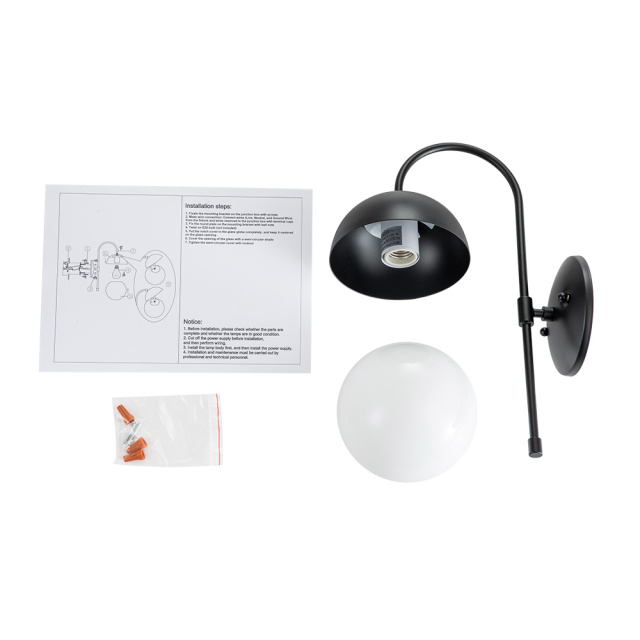 Modern Opal Globes Wall Sconces Wall Lamp in Black /Brass Finish for Living /Dining Room /Hallway