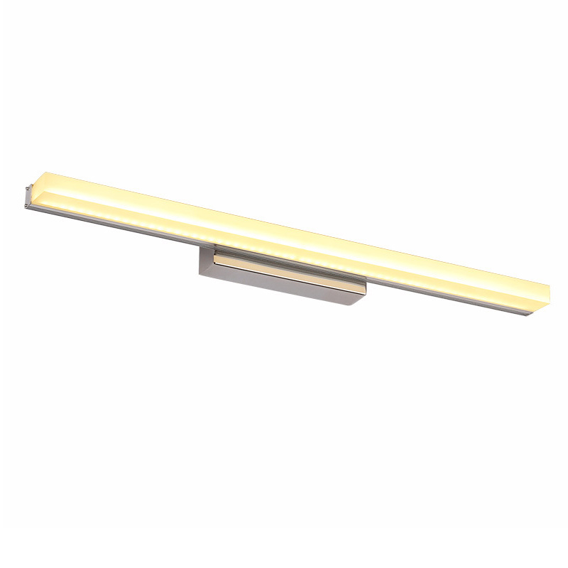 LED Bath Light Minimalist Modern Ultra-thin Vanity Bathroom Light Bar Wall Sconce Wall Light Over Mirror, Brushed Black/ Silver