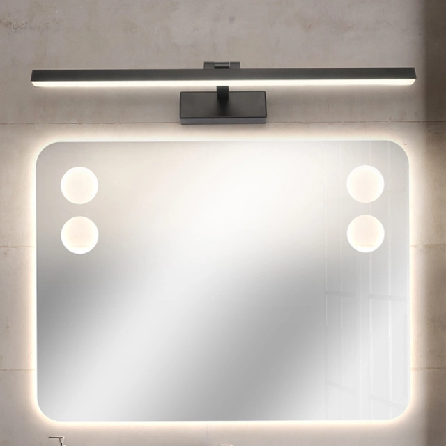 LED Bath Light Minimalist Modern Ultra-thin Vanity Bathroom Light Bar Wall Sconce Wall Light Over Mirror, Brushed Black/ Silver